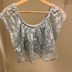 Baby Blue Lace Crop Top Size M